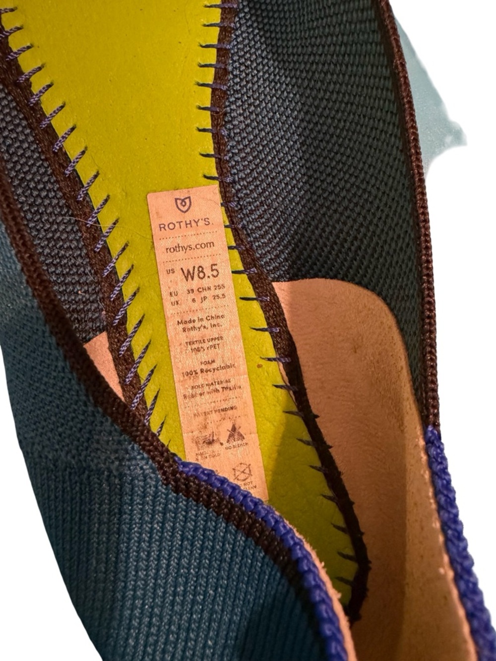 Rothy’s The Flat Teak Blue Knit Ballet Flats Women’s 8.5 Washable Slip On - Picture 5 of 6